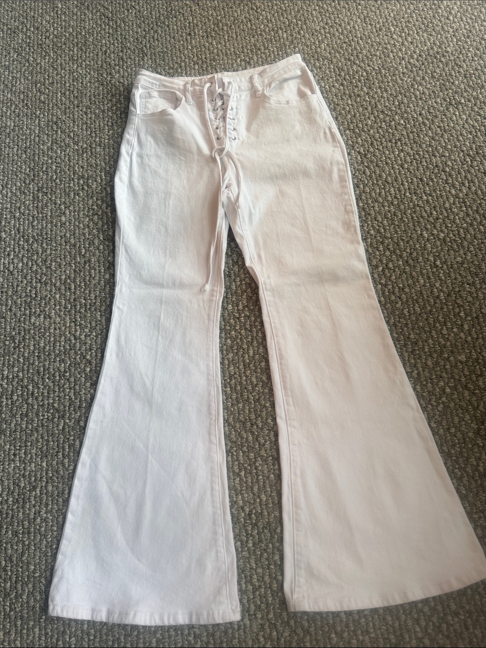Windsor Lace-Up White Flare Jeans
